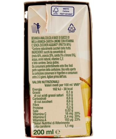  Italian Gourmet E.R. 8 x Yoga Succhi di Frutta Optimum Ace fruity flavour apple oranges carrots and lemons no added sugar refreshing drink 3 x 200 ml + Italian Gourmet Polpa di Pomodoro 400 g box - Buy Online on GoSupps.com