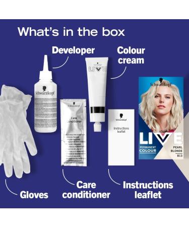 Schwarzkopf LIVE Intense Colour B13 Pearl Blonde Permanent Hair Dye Blonde Hair Colour for Lightening and Colouring in 1 Simple Step Pearl Blonde 100 g (Pack of 1) - Buy Online on GoSupps.com