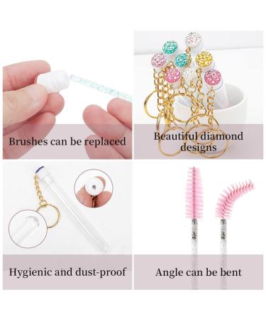 Mekupeu 20 Sets Mascara Wand Tube Set | Diamond Key Chain Empty Brushes | Eyelash Spoolies Makeup Tool (Mixed 5 color) - Buy Online on GoSupps.com