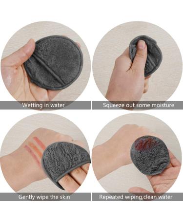SUNLAND Reusable Makeup Remover Pads 16 Pack - Microfiber Face Cleansing Gloves - Washable with Laundry Bag and Travel Bag - Dark Grey - Buy Online on GoSupps.com