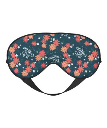 Happy Mother'S Day Print Sleep Eye Mask Blindfold with Elastic Strap Headband Soft Eye Cover Eyeshade for Night Sleeping Travel