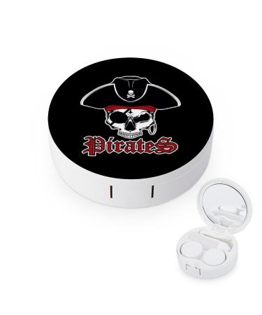 Pirate Captain Skull Travel Contact Lens Case Kit Portable Contact Lens Box Soak Storage Kit with Mirror