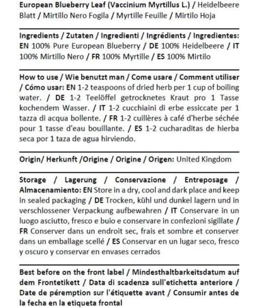 Health Embassy European Blueberry Leaf Tea | Vaccinium Myrtillus L | Feuille de Myrtille Tisane 50g - Buy Online on GoSupps.com