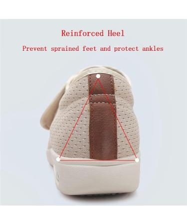 MisFun Diabetic Shoes for Women Unisex - Orthopedic Medical Shoes for Swollen Feet | Adjustable & Comfortable - Air Cushion Bottom - Beige - Size 11.5 - Buy Online on GoSupps.com