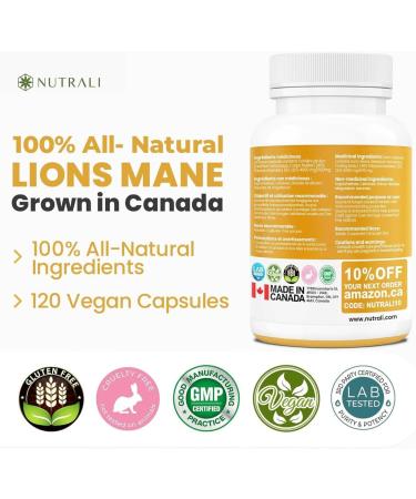 MAXIMUM POTENCY Lions Mane Supplement Extract Capsules 1500mg per Serving (3 capsules) Potent Brain Nootropic Supplement Improved Focus Memory and Increased Energy. Perfect for making Mushroom Coffee. Non-GMO Vegan Gluten Free. 120 Canadian Grown Mushroom - Buy Online on GoSupps.com