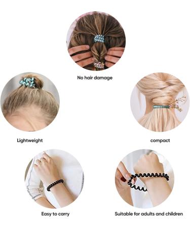 Spiral Hair Ties for Women & Girls High-End Translucent Hair Accessories Durable and Elegant Colorful Bands Telephone Cord Bobbles Premium Quality Crystalline Holders (green line) - Buy Online on GoSupps.com