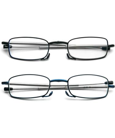 Kokobin Foldable Reading Glasses 2 Pack - Stainless Steel Anti-Blue Light 2.5 Magnification for Men & Women - Includes Hard Case - Buy Online on GoSupps.com