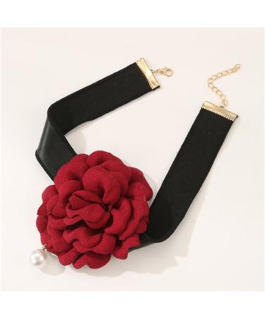 OralGos Camellia Necklace - Floral Choker & Rose Flower Jewelry for Women & Girls | Elegant Black Fabric Accessory - Buy Online on GoSupps.com