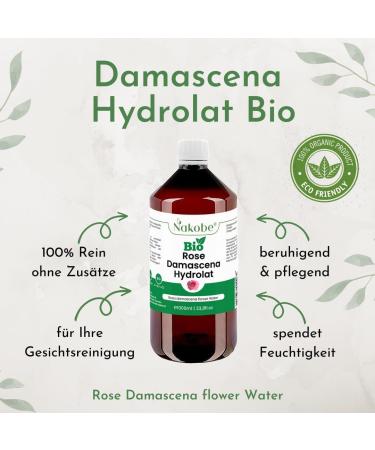 Nakobe Damascena Organic Rose Hydrolate - 1000 ml - Organic Rose Water - Skin Care - Buy Online on GoSupps.com