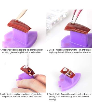 3 Boxes Nail Art Rhinestones & Gems Set - Clear Crystals Mix Sizes, 2 Picker Tools, Wooden Sticks, Tweezer - Buy Online on GoSupps.com