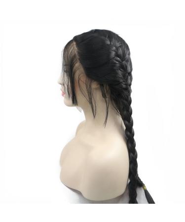Natural Black Double Braided Wig with Baby Hair - 26 Synthetic Lace Front Wig for Women & Girls - Shop Now! - Buy Online on GoSupps.com