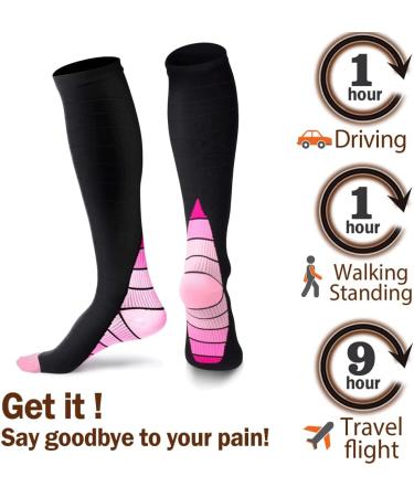 Miana Compression Socks (2 Pairs) for Women & Men - Blue L/XL, Pink - Ideal for Running, Flight, Sports & Travel - Buy Online on GoSupps.com