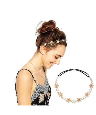 Jovono Head Chain Bohemian Hair Accessories for Women Gold Flower Headpiece Hair Band - Buy Online on GoSupps.com