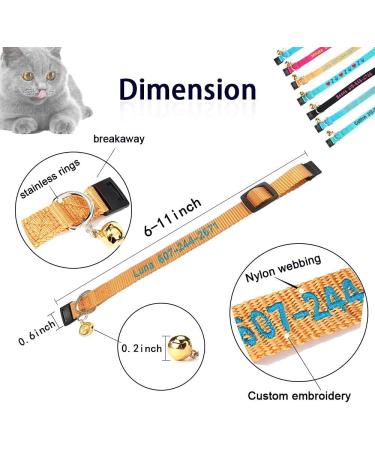 Personalized Embroidered Cat Collar with Bell - Custom Name & Phone Number - Adjustable Nylon - Breakaway Safety Buckle - Buy Online on GoSupps.com