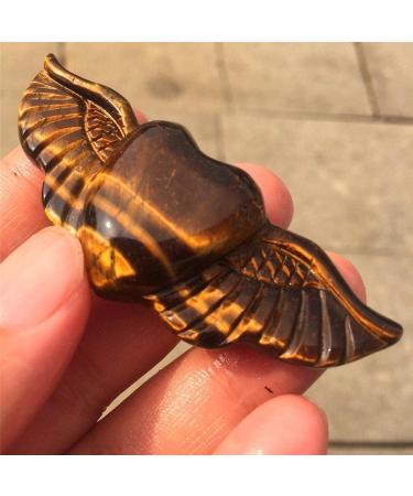 1pcs AAAA Natural Yellow Tiger Eye Carved Angel Heart Crystal (55mm-60mm) | International Shipping - Buy Online on GoSupps.com