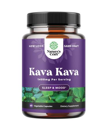 Kava Kava Mood Support Supplement - 1400mg Kava Kava Capsules Fast Acting Mood Boost and Stress Relief Supplement - Calming Kava Extract Nootropic Supplement for Focus Memory and Brain Support
