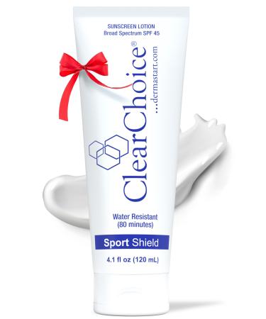 Clear Choice Sunscreen for Face SPF 45 Oil Free Sunblock & Light Moisturizer with Zinc Oxide Reef-Safe Broad Spectrum Water-Resistant No White Cast Light Moisturizer 4oz
