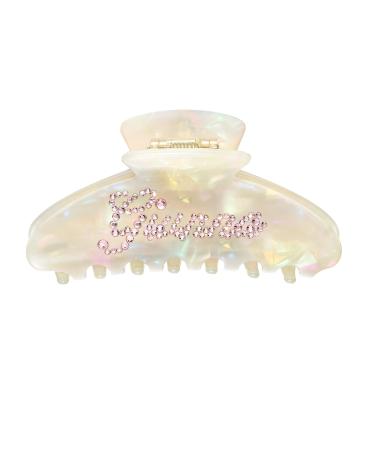 Custom Name Rhinestone Hair Claw Clip | Strong Hold Personalized Jaw Hair Clamp for Women | 4'' Shell White | Valentines Day Gift - Buy Online on GoSupps.com