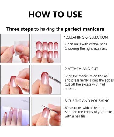 Semi Cured Gel Nails Stickers Full Wrap Nails Polish Strips French Style Gel Nail Strips Gradient Nail Wraps for Women JK333 - Buy Online on GoSupps.com