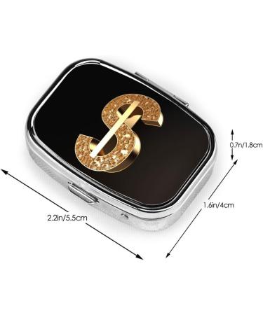 Gold Dollar Sign Pill Case - 2 Compartment Small Pill Box Organizer for Travel & Pocket | Ideal Gift - Buy Online on GoSupps.com