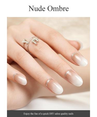 Shop Semi Cured Gel Nail Strips - Nude Ombre | 20 PCS Beige Gel Stickers | UV Light Required - Salon Quality & Easy to Use - Buy Online on GoSupps.com