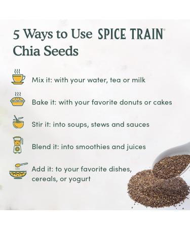 Organic Chia Seeds with Omega-3 (397g/14oz) - USDA Organic, Raw & Rich in Fibers | Ideal for Smoothies - Spice Train - Buy Online on GoSupps.com