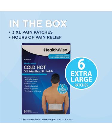 HealthWise Cold Hot Medicated Menthol XL Patch | 5% Menthol | Back and Large Areas | 5.51 x 9.84 | 6-Count | Paraben-Free | Soothes Minor Aches and Pains | Super-Size Relief - Buy Online on GoSupps.com