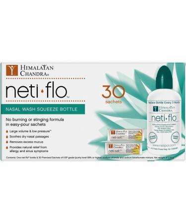 Himalayan Neti Flo Nasal Wash Bottle | 30 Sachets, 10 Ounce | Natural Sinus Relief - Buy Online on GoSupps.com