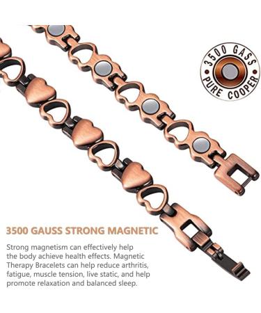 HyyMe Magnetic Bracelet for Women Copper Magnetic Bracelet for Lymphatic Drainage Heart Shape Design Adjustable Jewelry Gifts for Women. (Copper1) - Buy Online on GoSupps.com