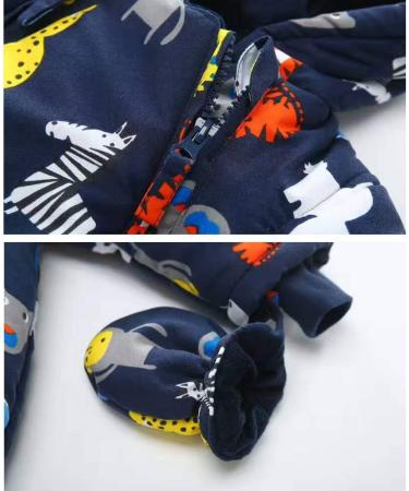 Winter Hooded Romper Snowsuit for Baby Boys | Cotton Jumpsuit Outfit with Gloves & Booties | 12-18 Months - Buy Online on GoSupps.com