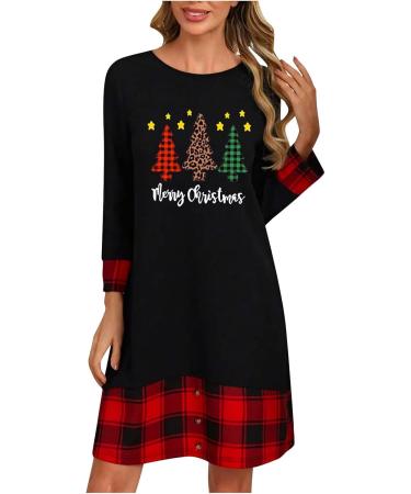 Yihaojia Womens Pullover Sweatshirt Dress for Christmas Red Wine Glass Shirts Crewneck Plaid Long Sleeve Holiday Tee Top Black#40 Medium - Buy Online on GoSupps.com