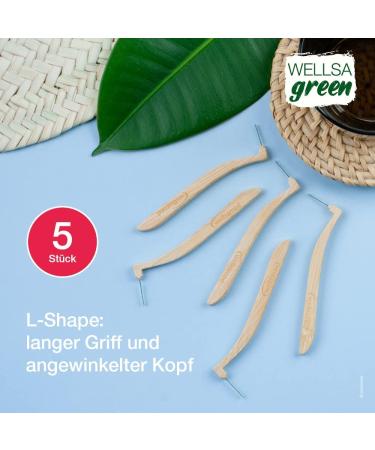 Wellsamed Wellsagreen 5-Pack Bamboo Interdental Brushes L-Shape (L) - Eco-Friendly Dental Care for Healthy Teeth - Buy Online on GoSupps.com