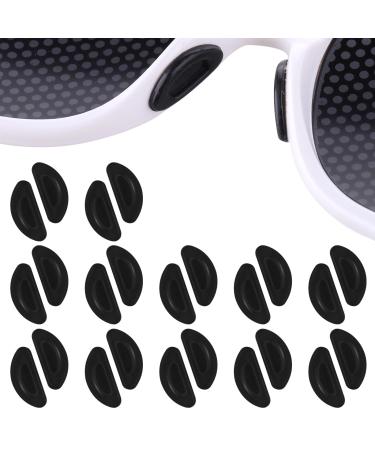 Curded 12 pairs self -adhesive glasses nasal pads D form glasses pads slipproof soft silicone 1.5mm thickness for glasses sunglasses reading glasses (black)