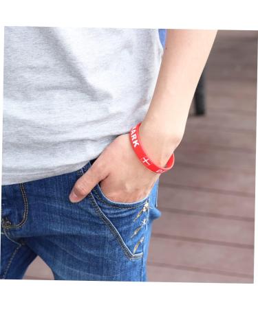 Milist 12 Stk Denmark Flag Silicone Bracelets | Custom Sporty Rubber Straps | Football Country Arm Tape - Buy Online on GoSupps.com