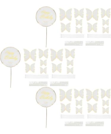 Butterfly Cake Insert Cupcake Topper 3D Effect Non-Edible Cake Insert for Birthday Party Colorful Wedding Wall Decoration (White) - Buy Online on GoSupps.com