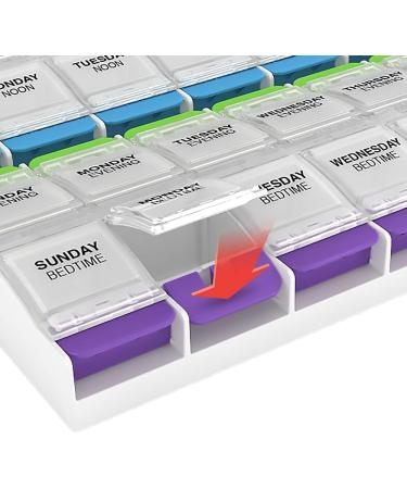 EZY DOSE Weekly Pill Case - 7-Day Medicine Planner & Vitamin Organizer BPA Free - X-Large Push-Button Compartments Pack of 3 - Convenient & Easy to Use - Buy Online on GoSupps.com