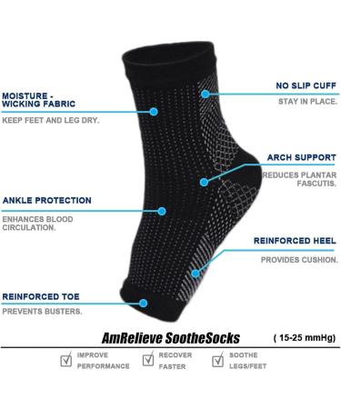 Rosixehird Plantar Fasciitis Compression Socks - Ankle Support & Achilles Tendon Relief - Black - Buy Online on GoSupps.com