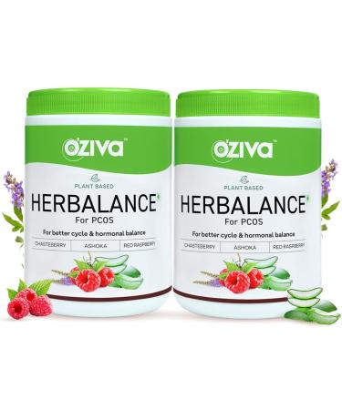 OZiva Plant Based HerBalance for PCOS (with Chasteberry Shatavari Red Raspberry Ashoka) for better cycle and hormonal balance 250g (Pack of 1) (PCOS Pack of 2)
