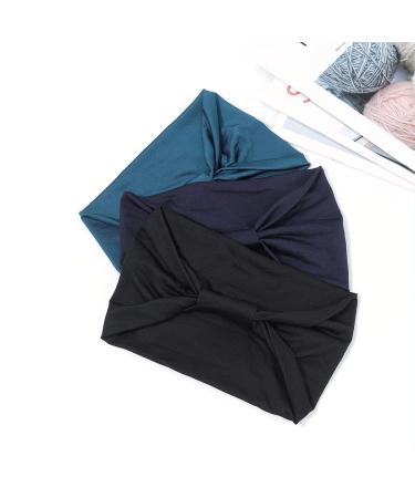 Shop Generse Wide Frontal Ligaments Black Boho Hair Bands - 3 Pack Elastic Headbands for Women & Girls - Yoga & Turban Style Accessories - Buy Online on GoSupps.com