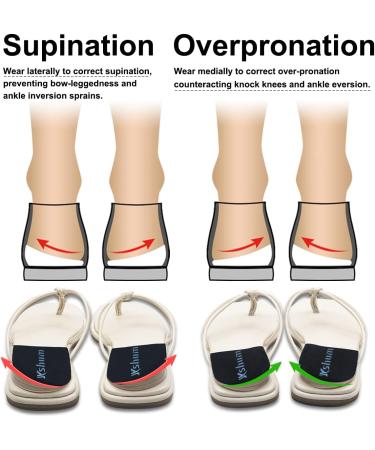 Xshum Adjustable Supination & Overpronation Insoles - Medial & Lateral Heel Cups for Foot Alignment, Knee Pain, Bow Legs, Osteoarthritis - Large Black - Buy Online on GoSupps.com