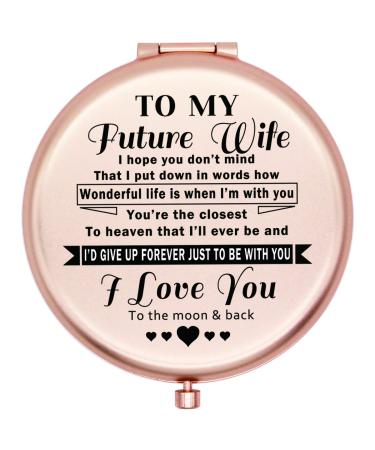 muminglong Future Wife Personalized Birthday Gifts for Future Wife Rose Gold Travel Compact Mirror for Future Wife Anniversary Valentine's Day Gifts from Husband-Present for Her-to My Future Wife er