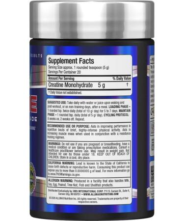 ALLMAX Nutrition - Creatine Powder - 100% Pure Micronized Creatine Monohydrate - Pharmaceutical Grade Creatine - 100 Gram - Buy Online on GoSupps.com