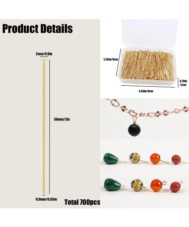 700 Pcs 2 Inch Flat Head Pins for DIY Jewelry Making - Gold Metal Findings for Earrings, Bracelets, Necklaces - Craft Supplies - Buy Online on GoSupps.com