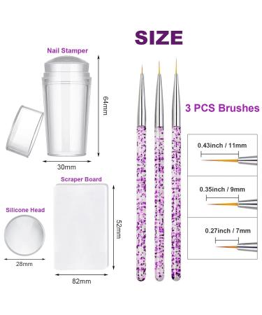 Famidiqgo Nail Stamper & Art Brushes Set - French Tip Clear Jelly Nail Art 3PCs Silicone Stamper Scraper & Pen for DIY Nail Design - Buy Online on GoSupps.com