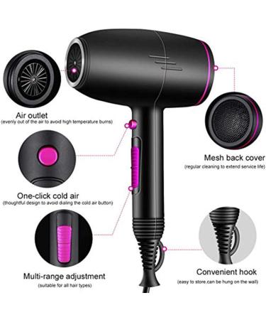 2000W Professional Hair Dryer Ionic Salon Hairdryer with Diffuser Nozzles Set Fast Blow Dryer with 3 Heat 2 Speed Cool Shot Long Cable Quiet Low Noise Lightweight Suitable for Family Travel Red Small - Buy Online on GoSupps.com
