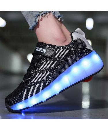 SDSPEED 7 Colors LED Rechargeable Kids Roller Skate Shoes | Black 1.5 Little Kid Size - Buy Online on GoSupps.com