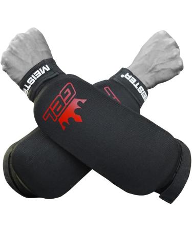Meister MMA Elastic Forearm Guard with Gel Padding | Black/Red | Small/Medium - Ultimate Protection for Fighters - Buy Online on GoSupps.com