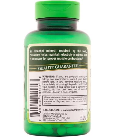 Nature's Truth Potassium Gluconate 595mg 100 Count - Pack of 3 | Dietary Supplement - Buy Online on GoSupps.com