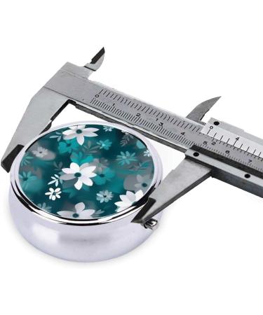 Teal Grey & White Floral Portable Metal Pill Box | Round Mini 3-Compartment | Perfect for Travel | Fastening Design | Small Pills Organizer - Buy Online on GoSupps.com