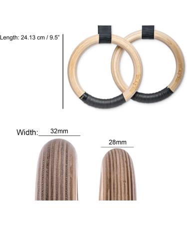 Elite Athletics Wood Gymnastic Rings 32mm & 28mm Grip Set with Adjustable Straps, Grip Tape & Resistance Bands - Buy Online on GoSupps.com